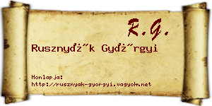 Rusznyák Györgyi névjegykártya